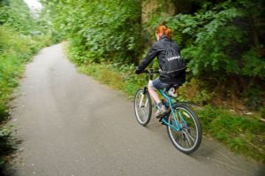 Female athlete bike riding