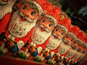 Overeating chocolate Santa Clauses