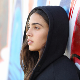 Profile portrait of a skater style teenager girl