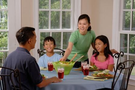 Family eating dinner