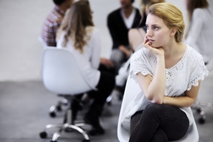 Group therapy session discussing Common Types of Eating Disorders