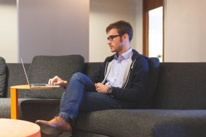 man working on computer.