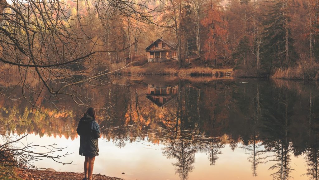 Woman by the lake with Bulimia Nervosa