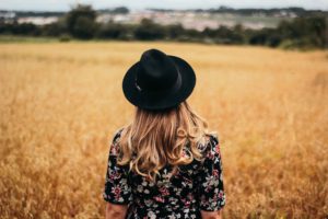 Woman in wheat field