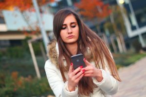 Woman using social media