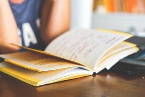 woman reading book